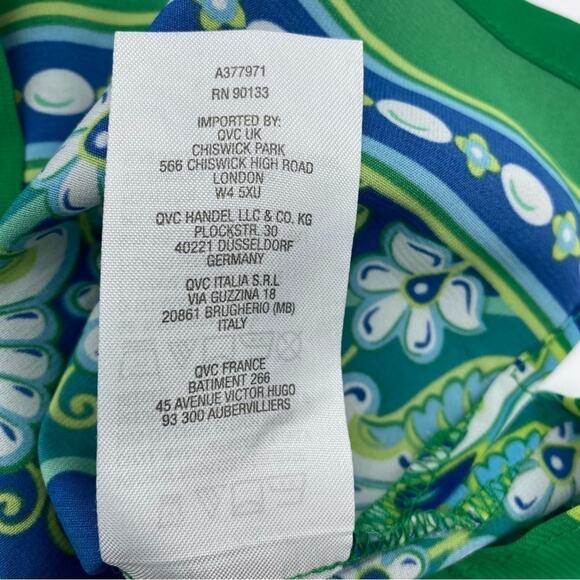 Bob Mackie Blouse Woman's Small Blue & Green Wearable Art Artsy Printed Bohemian - Picture 8 of 8